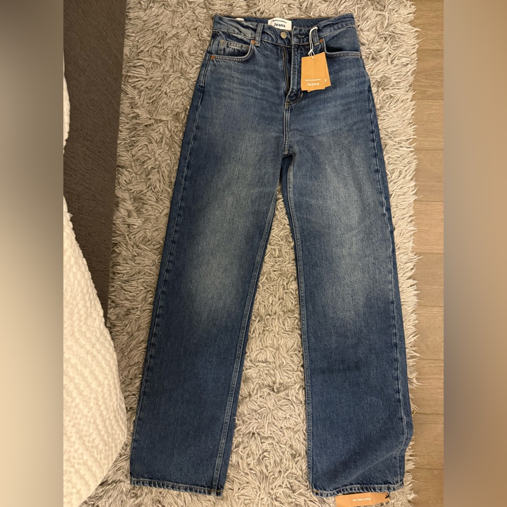 Reformation Women's Blue Straight Leg Jeans